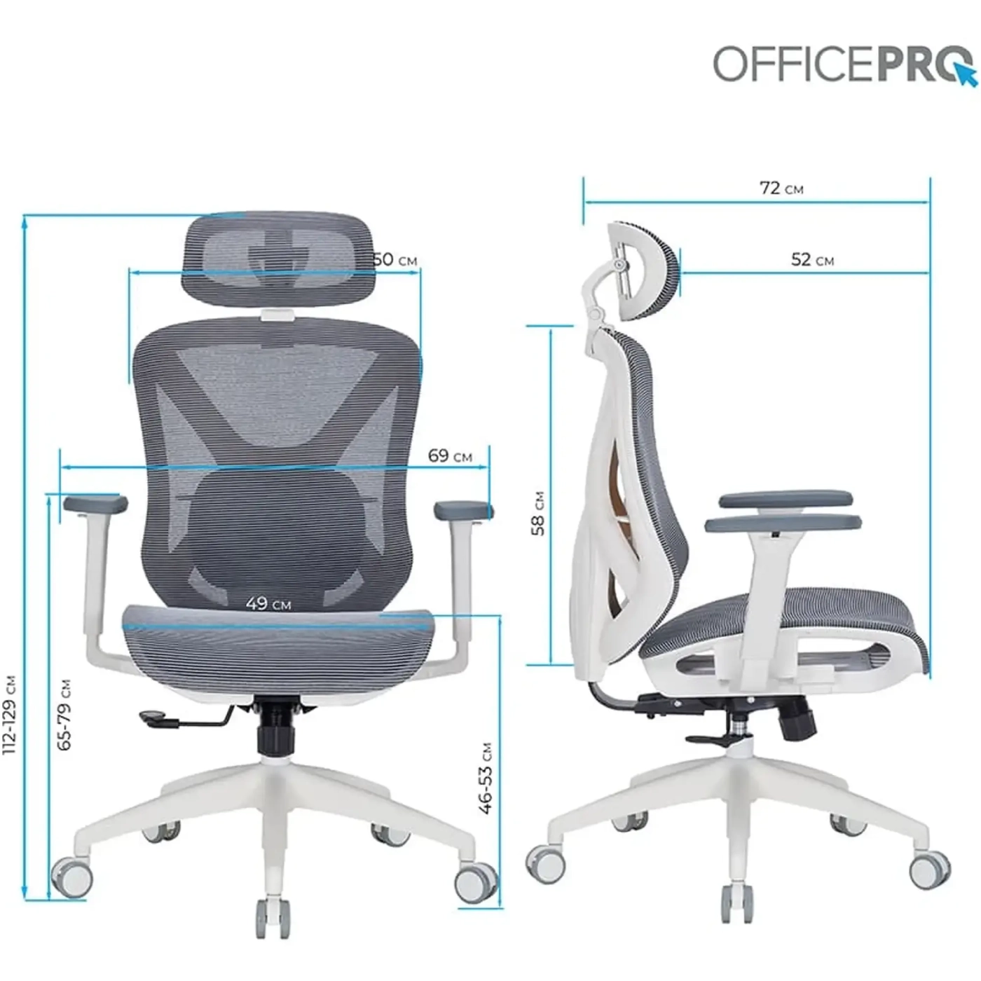 Купити Крісло офісне Officepro Atlas OC630-W-DG-DG White/Dark Gray - фото 16