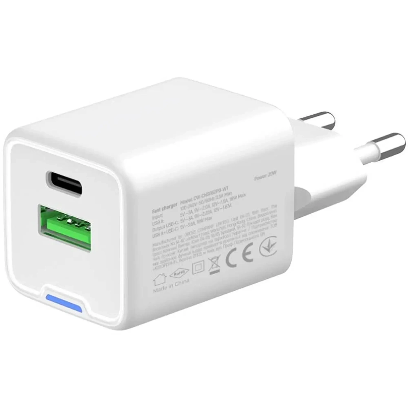 Купити Мережевий зарядний пристрій GaN Mini 20W PD Port PPS USB (CW-CHS062PDC-WT) - фото 5