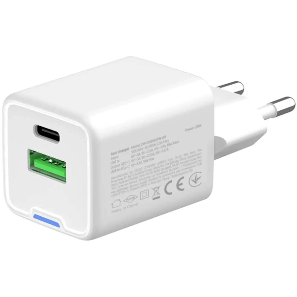 Купити Мережевий зарядний пристрій GaN Mini 20W PD Port PPS USB (CW-CHS062PDC-WT) - фото 5