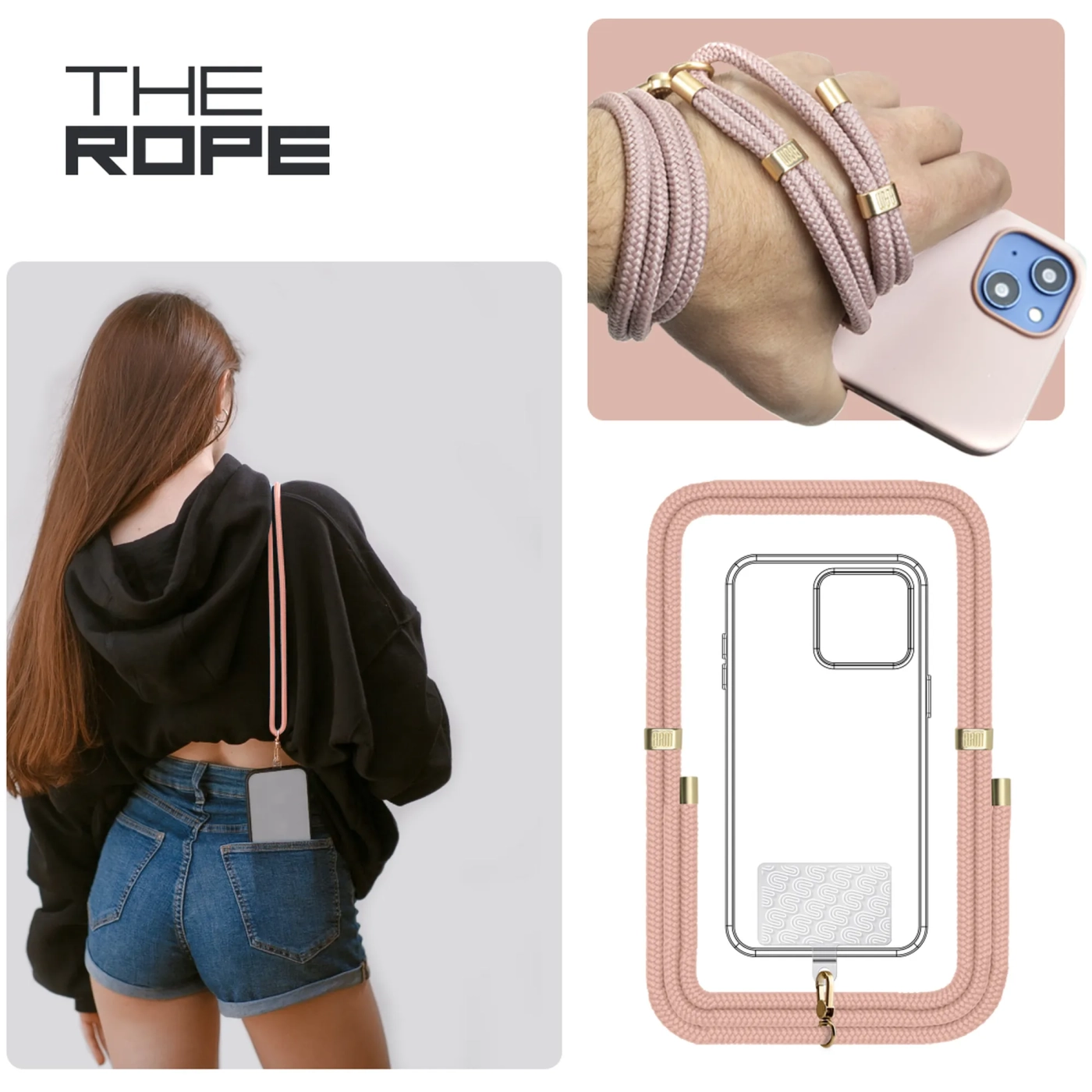 Купити Ремінець для смартфона ArmorStandart Rope Gold Rose with Clear holder (ARM67203) - фото 6