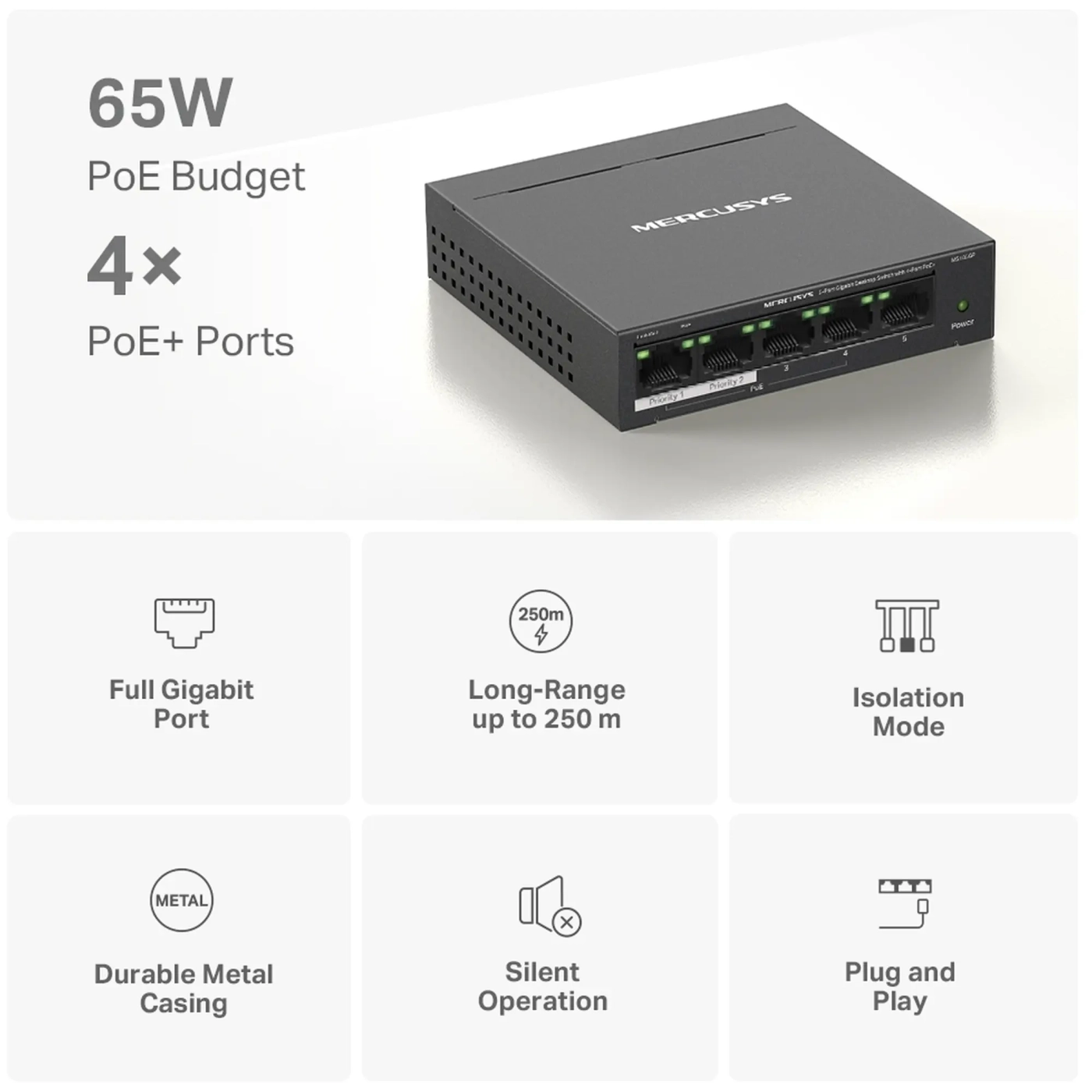Купить Коммутатор Mercusys MS105GP - фото 4