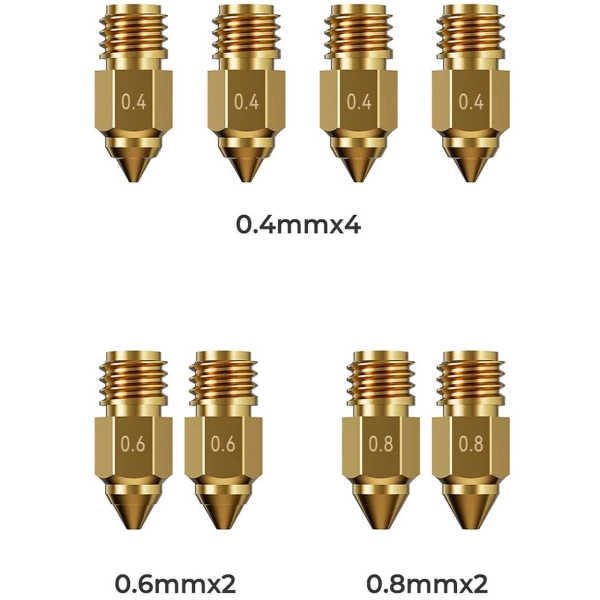 Купити Набір сопел для 3D принтера CREALITY Ender-5 Max з латуні 0.4mm x 4/0.6mm x 2/0.8mm x 2, 8pcs (4008030092) - фото 2