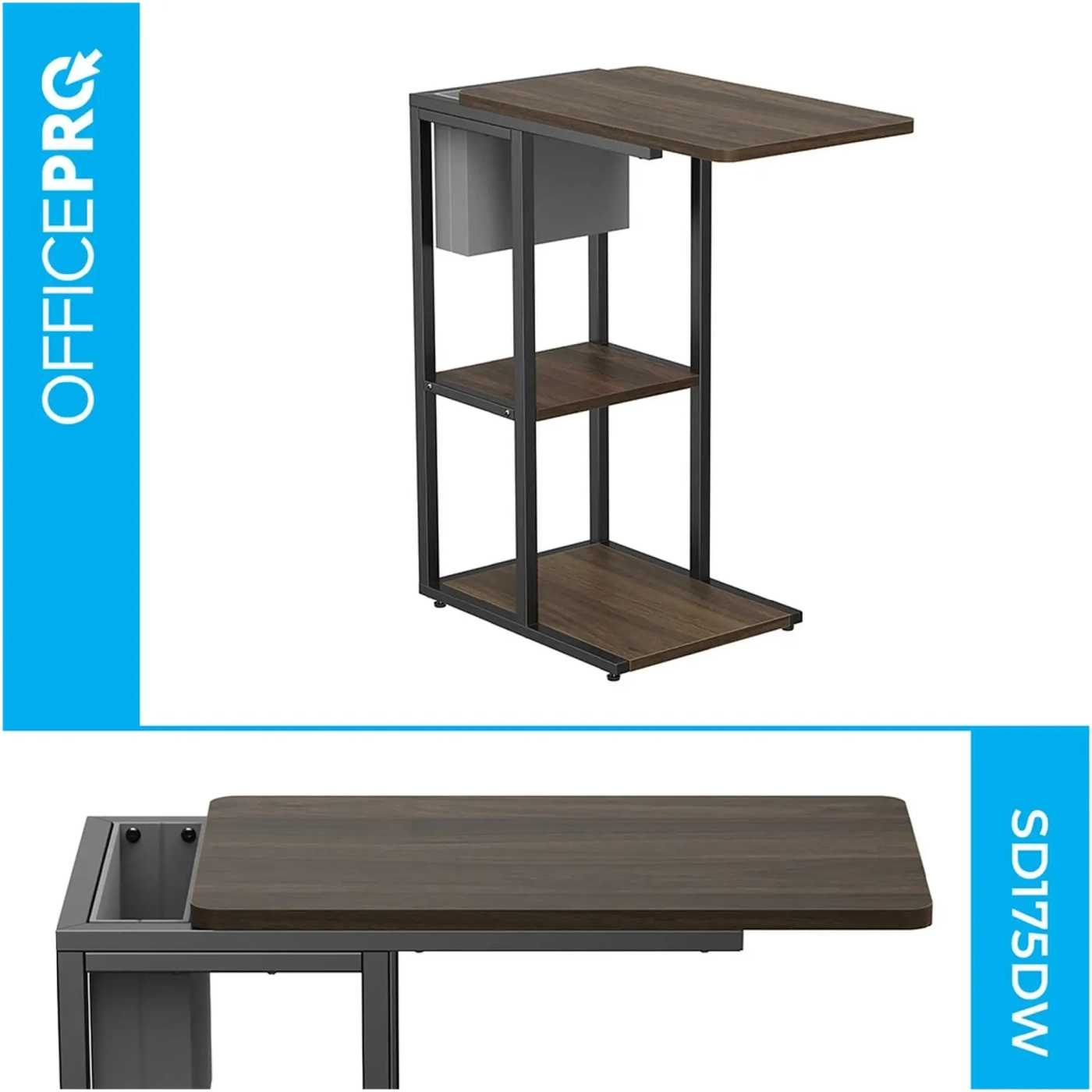 Купити Приставний столик Officepro SD175DW Dark Wood Black - фото 5