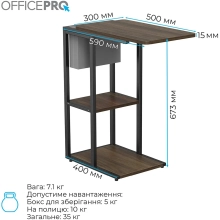 Купити Приставний столик Officepro SD175DW Dark Wood Black - фото 8