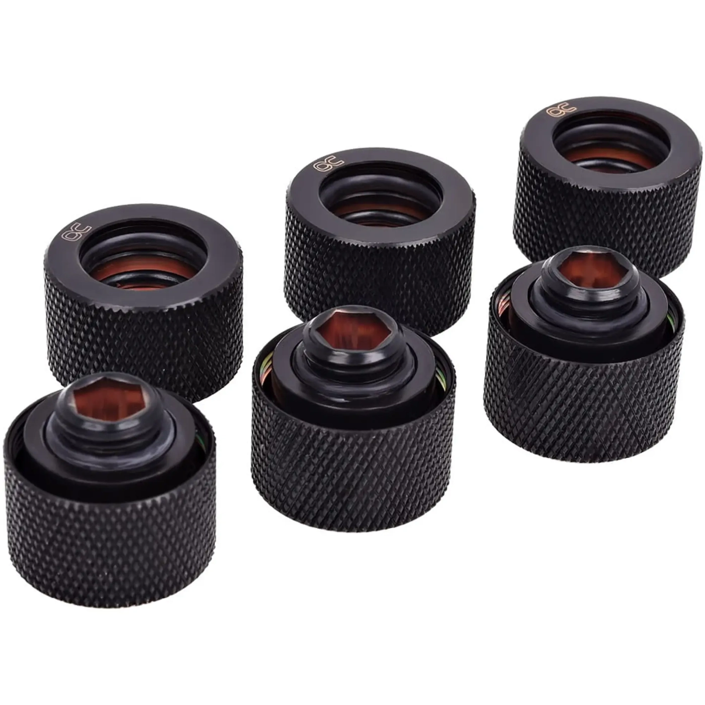 Купить Фитинг Alphacool HT 16mm HardTube compression fitting G1/4 6-pack Deep Black (17385) - фото 1