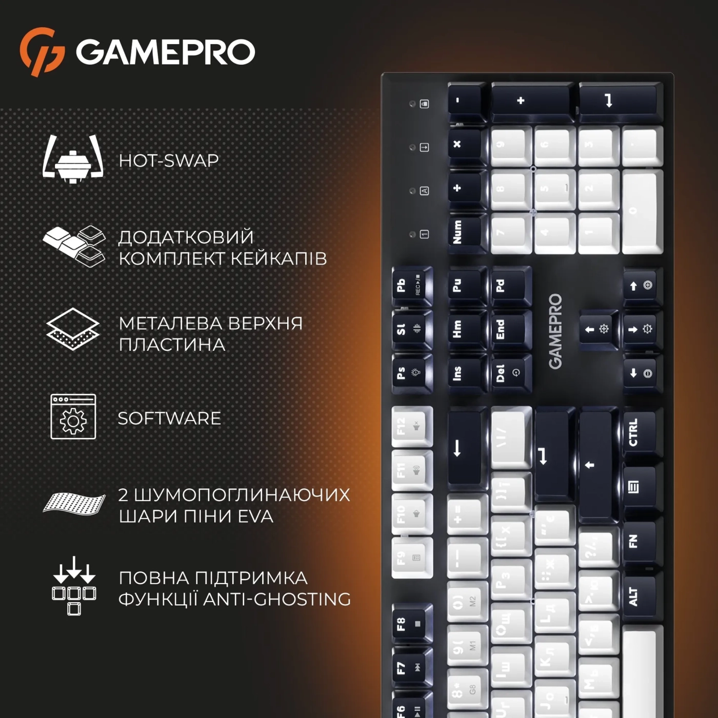 Купить Клавиатура GamePro Genesis Metallic MK144B Outemu Red Switch UA Black (MK144B) - фото 7