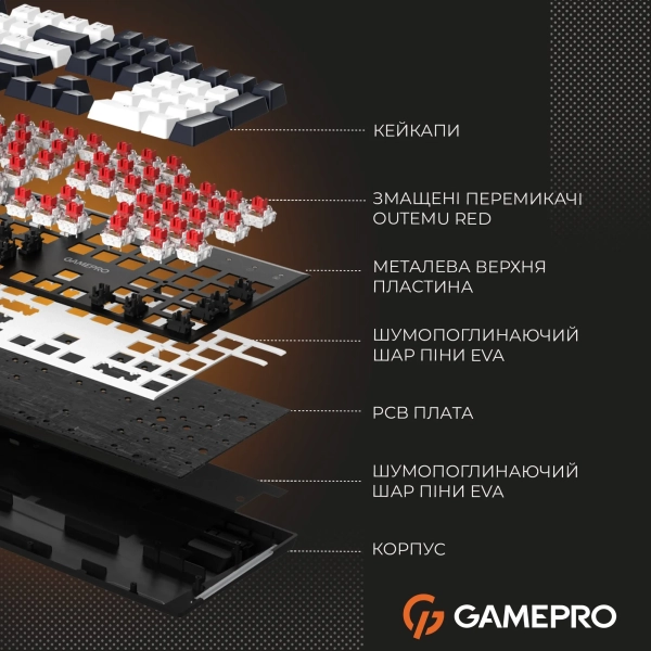 Купить Клавиатура GamePro Genesis Metallic MK144B Outemu Red Switch UA Black (MK144B) - фото 16