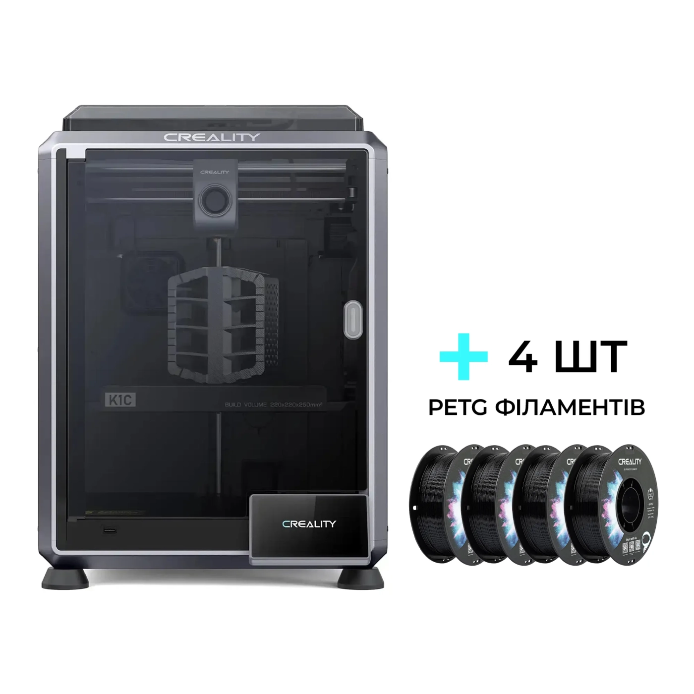 Купить 3D принтер CREALITY CR-K1C + PETG Filament (пластик) для 3D принтера CREALITY 4x1кг, 1.75мм, черный - фото 1