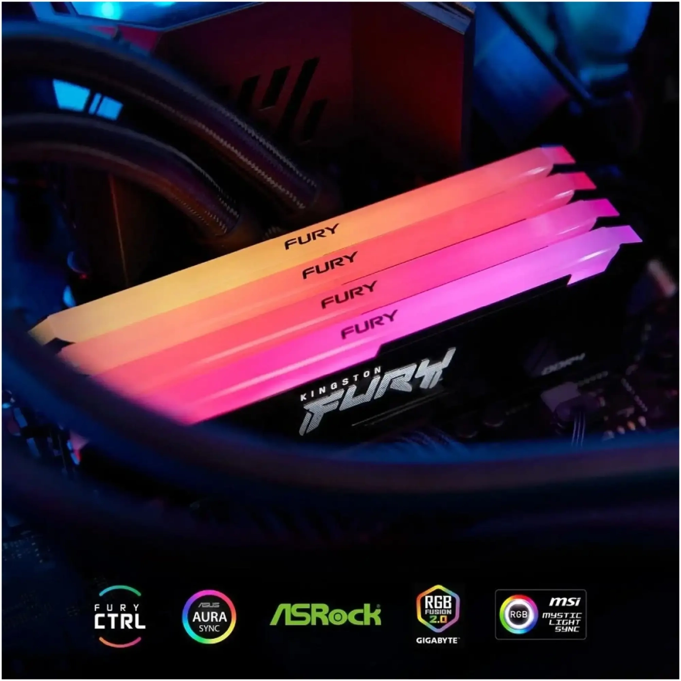 Купити Модуль пам'яті Kingston Fury Beast RGB Black DDR4-3200 16GB (KF432C16BB12A/16WP) - фото 8
