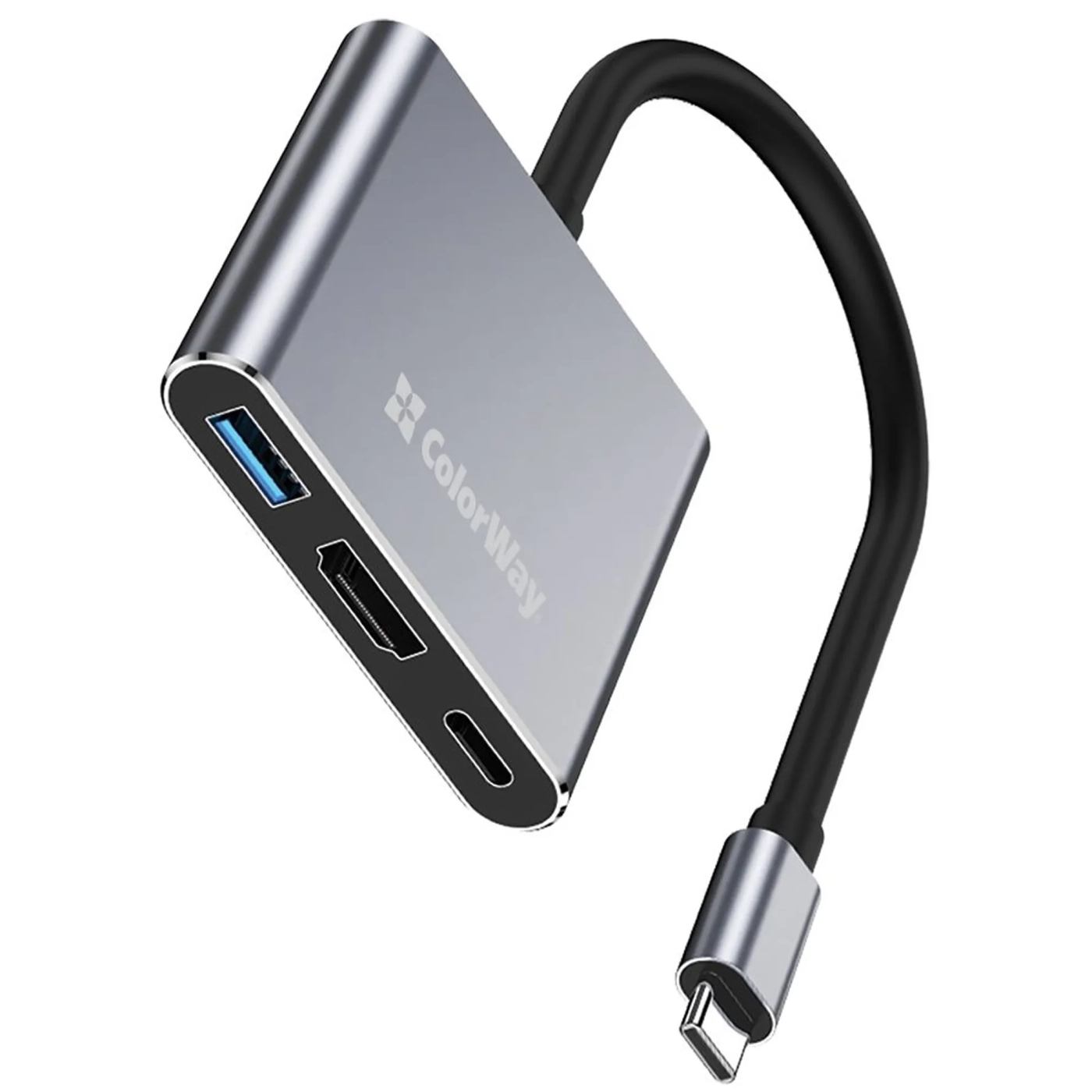 Купити USB-хаб ColorWay 3в1 USB-C - 1USB3.0+USB-C PD100W+HDMI 4К Grey (CW-HUB08) - фото 3