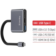 Купити USB-хаб ColorWay 3в1 USB-C - 1USB3.0+USB-C PD100W+HDMI 4К Grey (CW-HUB08) - фото 5