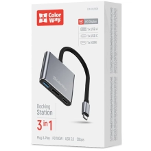 Купити USB-хаб ColorWay 3в1 USB-C - 1USB3.0+USB-C PD100W+HDMI 4К Grey (CW-HUB08) - фото 6