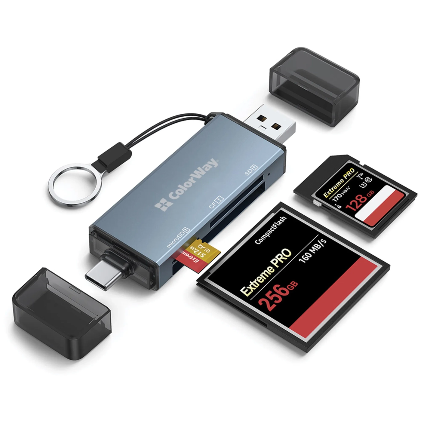 Купити Кардрідер ColorWay USB 2.0/USB-C to CF/SD/MicroSD (CW-CR-01) - фото 3