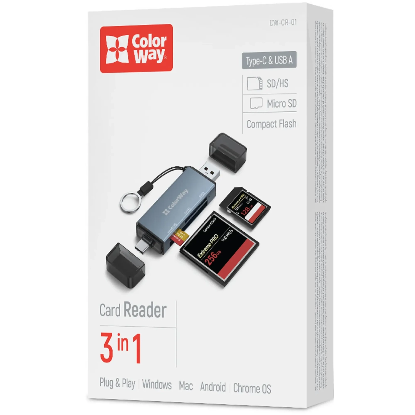 Купити Кардрідер ColorWay USB 2.0/USB-C to CF/SD/MicroSD (CW-CR-01) - фото 5