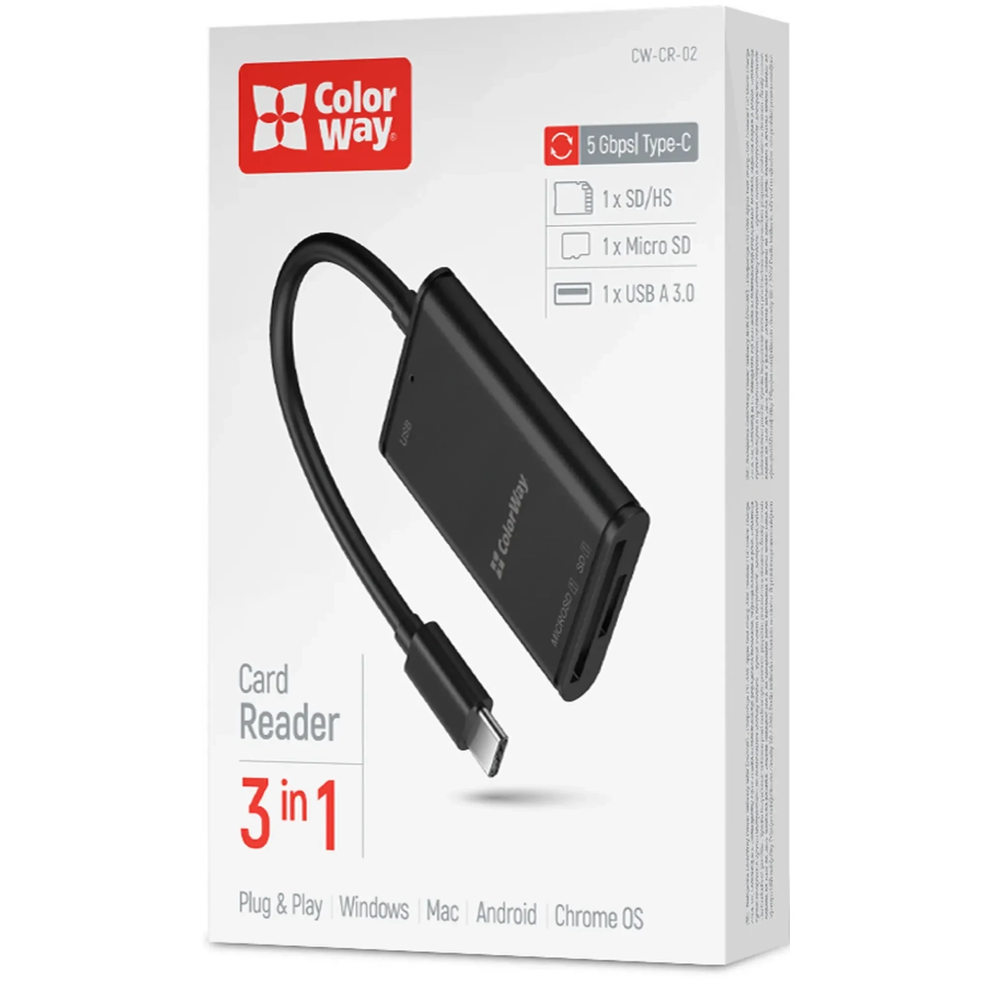 Купити Кардрідер ColorWay USB-C to USB 3.0/SD/MicroSD (CW-CR-02) - фото 4