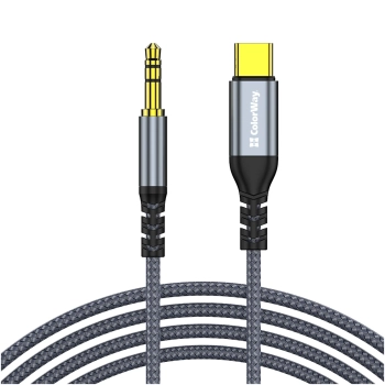 Купити Адаптер ColorWay USB-C to 3.5 mm mini-Jack 1.2 м Grey (CW-CBPDJ071-G) - фото 1