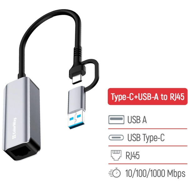 Купить Сетевой адаптер ColorWay USB-A/USB-С 3.0 - RJ45 Gigabit Ethernet (CW-AD-CRG) - фото 5
