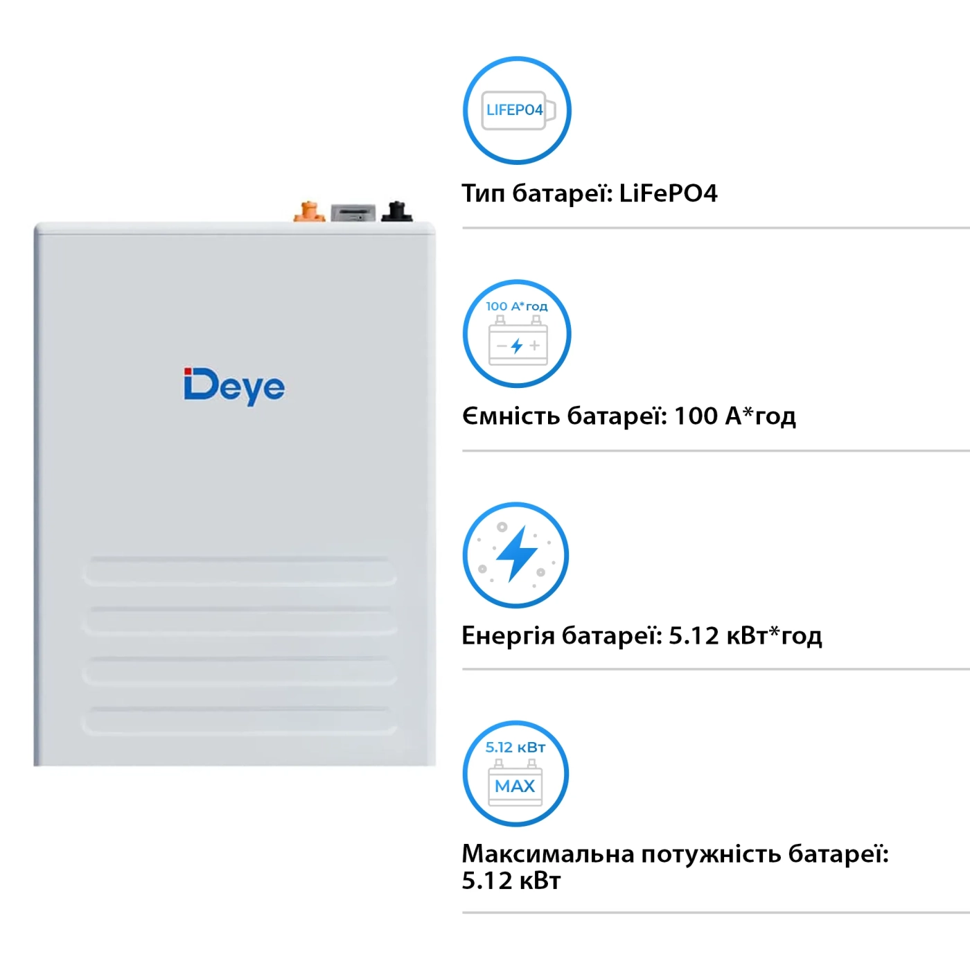 Купить Аккумуляторная батарея DEYE SE-F5 Pro LiFePO4 LV 51.2v 100Ah 5.12kwh (SE-F5 Pro) - фото 3