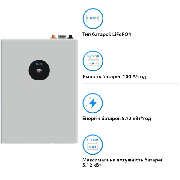Купити Акумуляторна батарея DEYE SE-F5 Pro LiFePO4 LV 51.2v 100Ah 5.12kwh (SE-F5 Pro-C) - фото 3