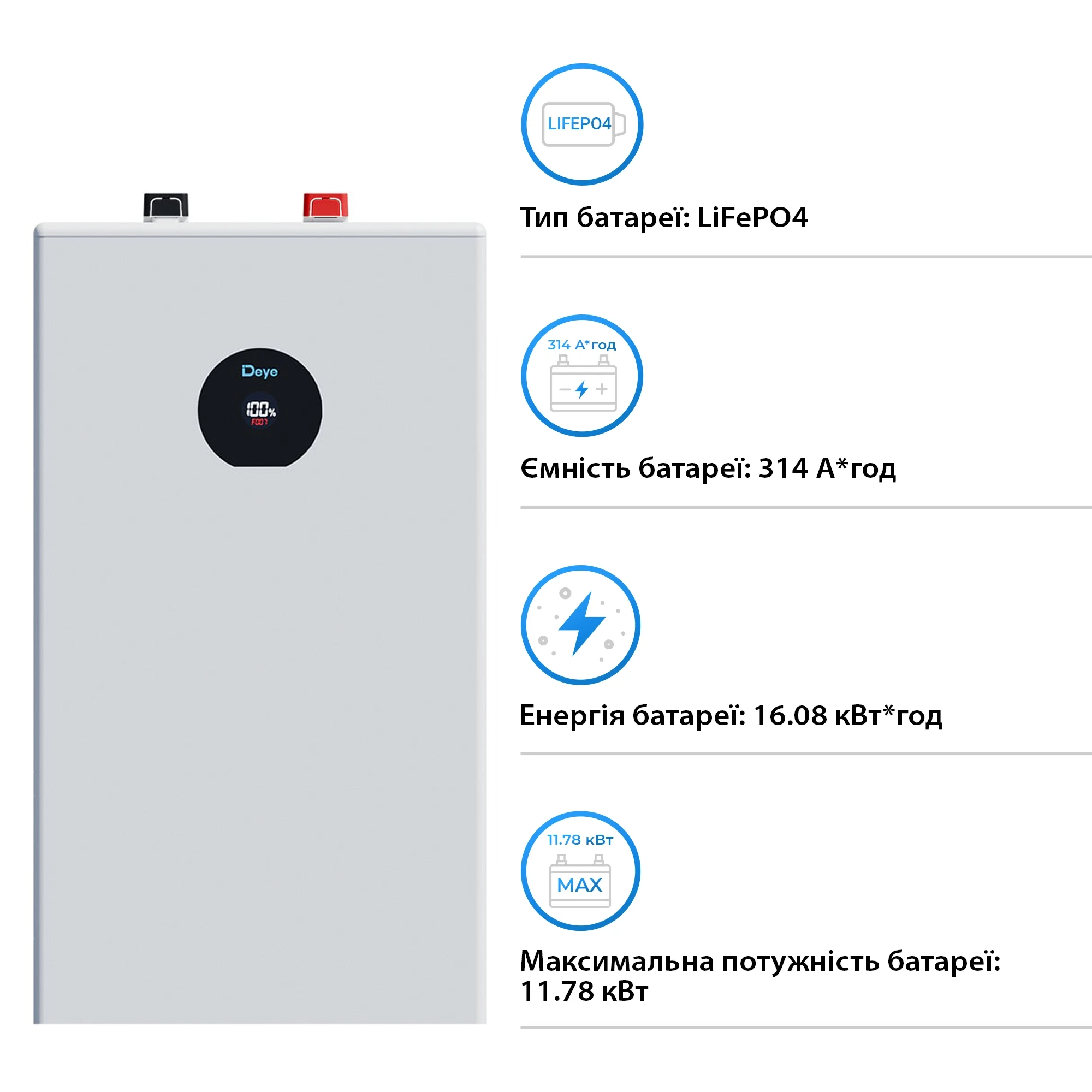 Купить Аккумуляторная батарея DEYE SE-F16-С LiFePO4 LV 51.2v 314Ah 16kwh (SE-F16-С) - фото 3