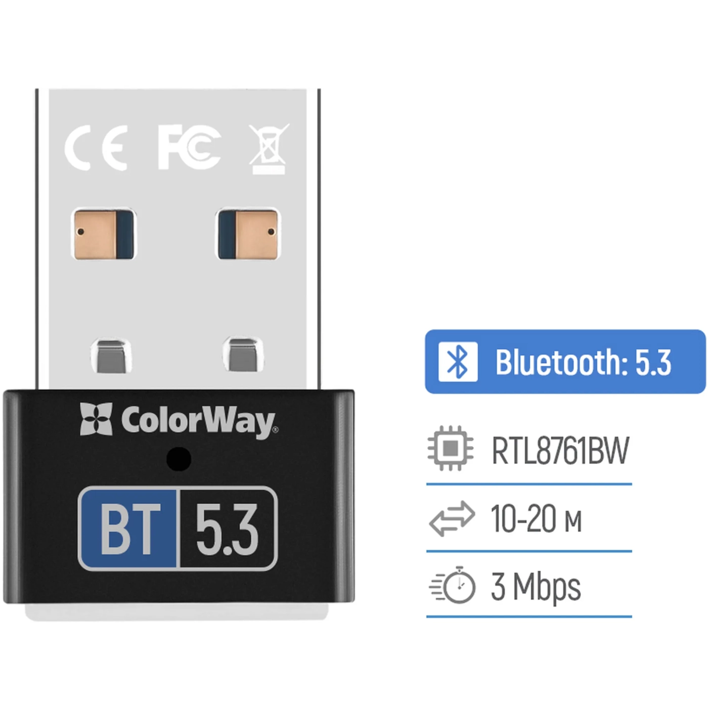 Купить Bluetooth адаптер ColorWay BT 5.3 (CW-AD-BT53) - фото 4
