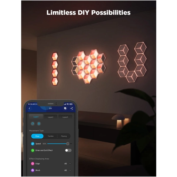 Купить Набор настенных светильников Govee H606A Glide Hexagon Light, 7, RGBIC, WI-FI/Bluetooth Белый (H606AC81) - фото 5