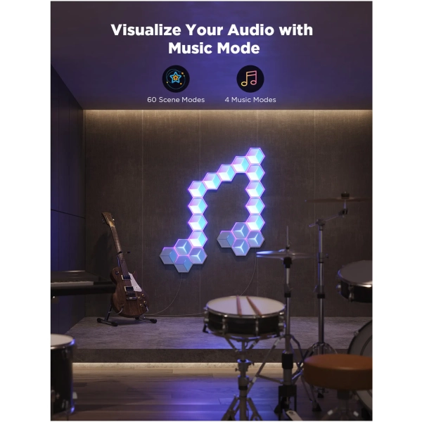 Купить Набор настенных светильников Govee H606A Glide Hexagon Light, 7, RGBIC, WI-FI/Bluetooth Белый (H606AC81) - фото 8