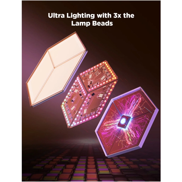 Купить Набор настенных светильников Govee H606A Glide Hexagon Light, 7, RGBIC, WI-FI/Bluetooth Белый (H606AC81) - фото 9