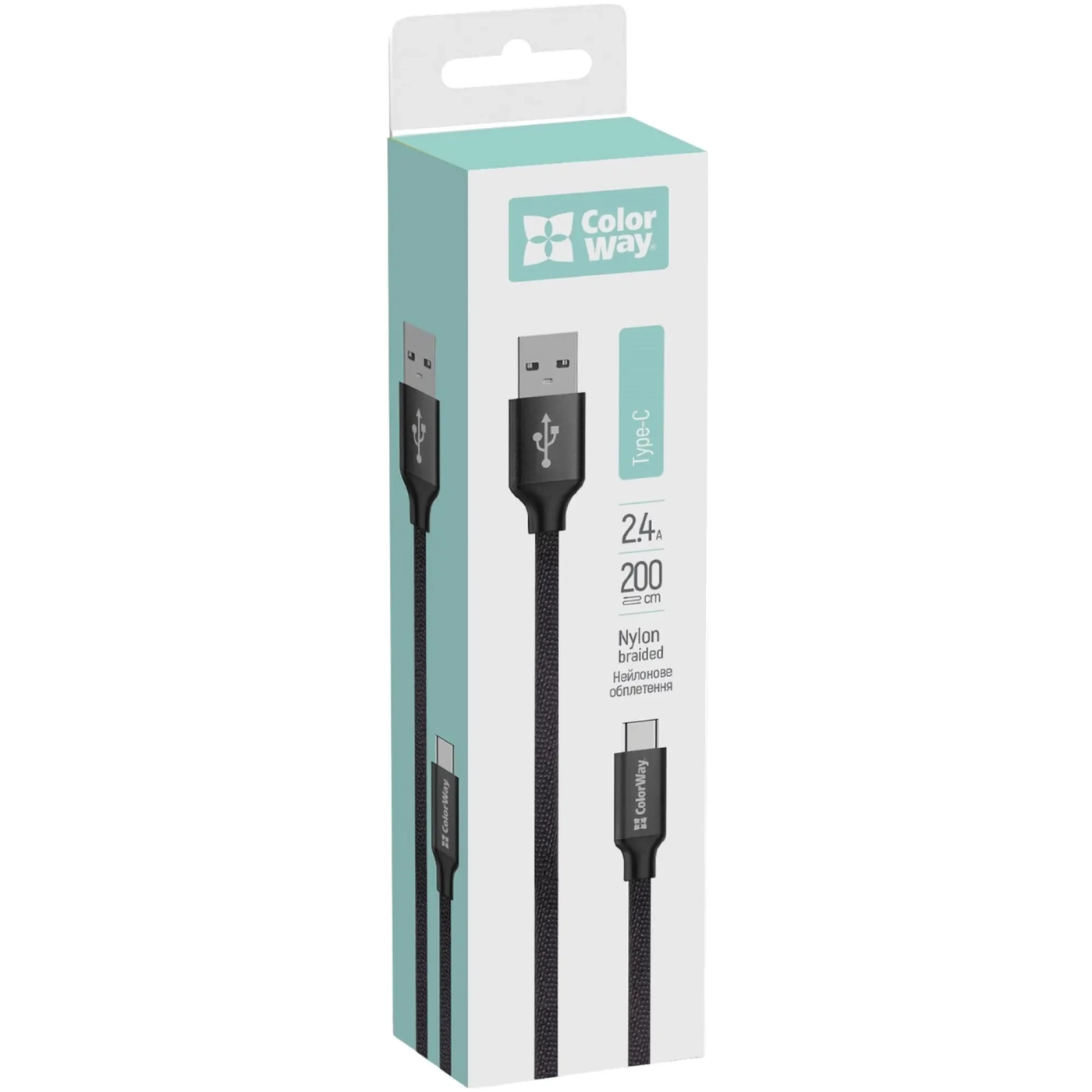 Купити Кабель Colorway USB Type-C 2m 2.4A Black (CW-CBUC008-BK) - фото 5