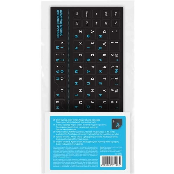 Купити Наліпки на клавіатуру СolorWaу непрозора чорна, біло-синя (CW-BWBL) - фото 2