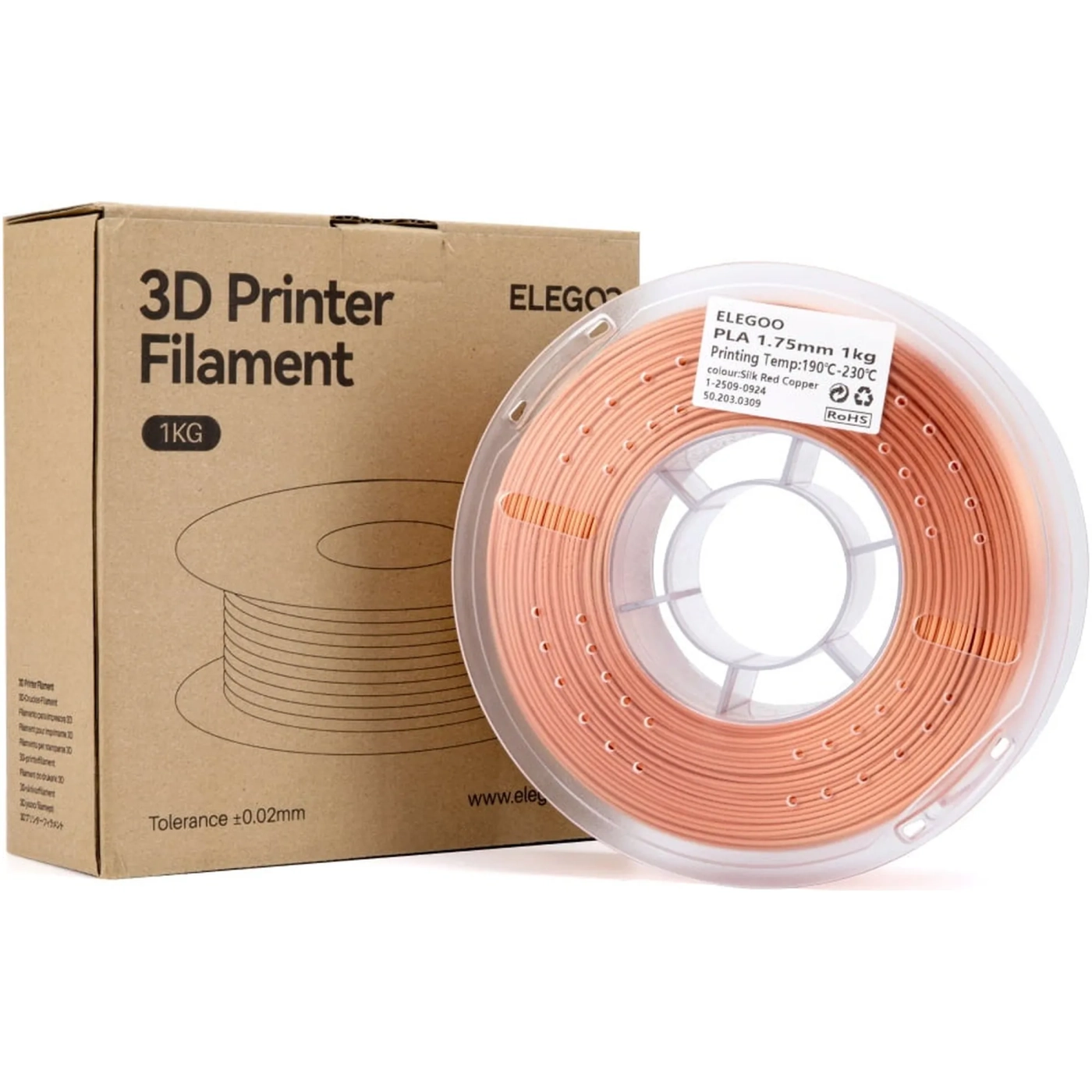 Купити PLA Filament (пластик) для 3D принтера ELEGOO шовковий блиск 1кг, 1.75мм, червона мідь (50.203.0309) - фото 2