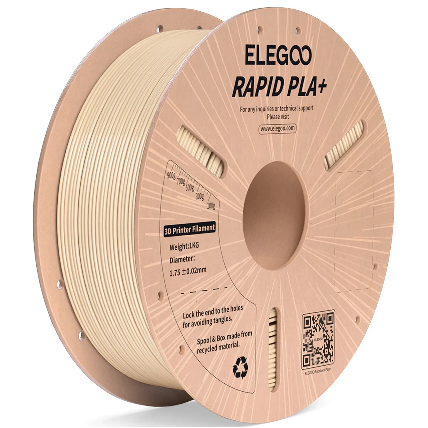 Купить Rapid PLA Plus Filament (пластик) для 3D принтера ELEGOO 1кг, 1.75мм, бежевый (50.203.0314) - фото 1