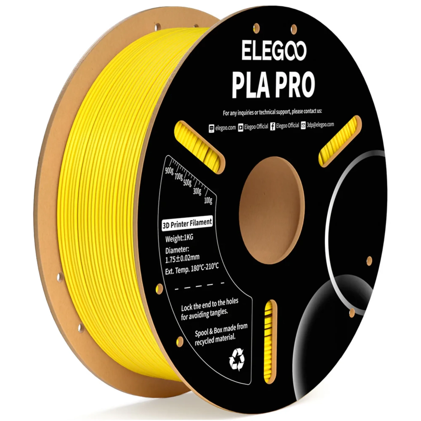 Купить PLA PRO Filament (пластик) для 3D принтера ELEGOO 1кг 1.75мм желтый (50.203.0194) - фото 1