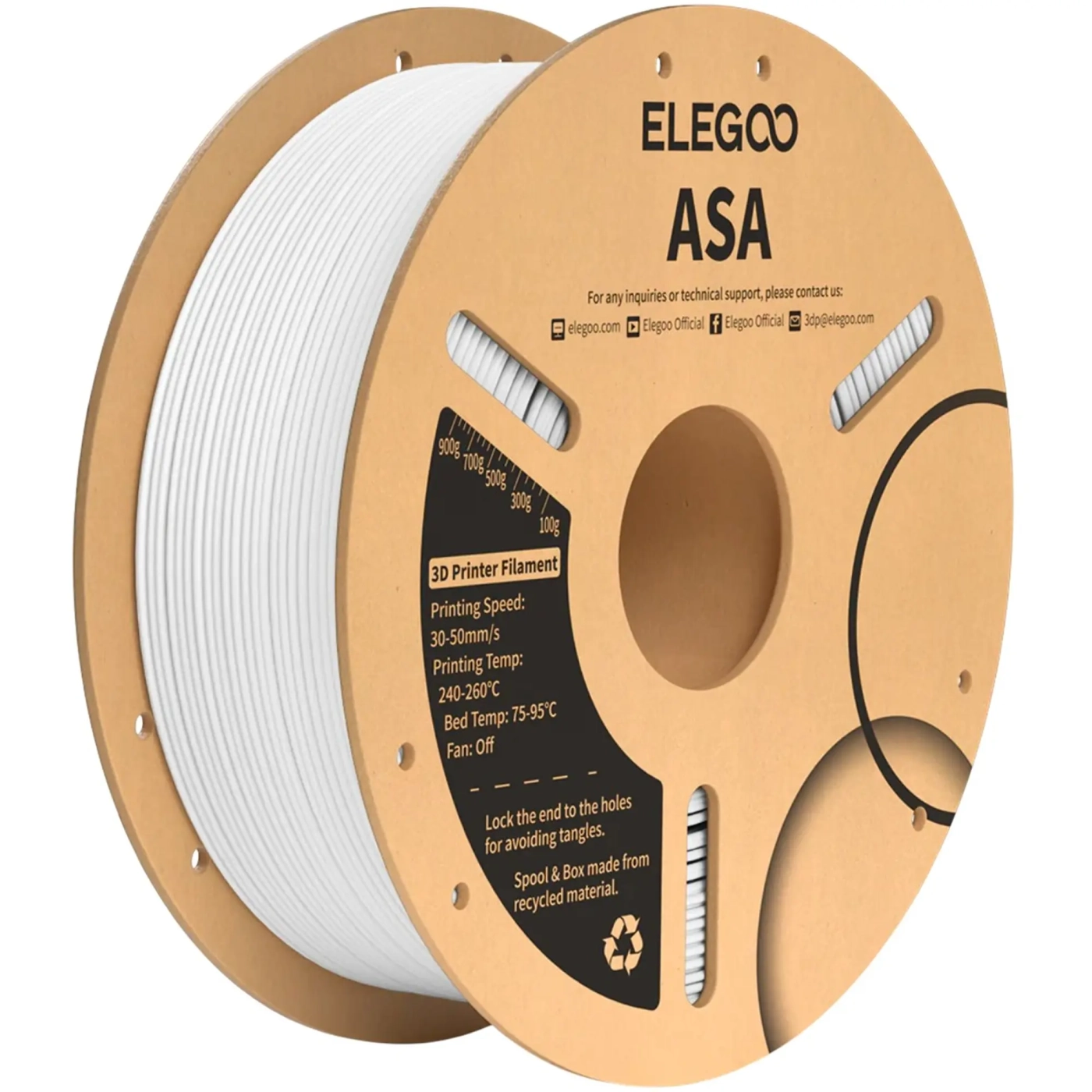 Купити ASA Filament (пластик) для 3D принтера ELEGOO 1кг, 1.75мм, білий (50.203.0709) - фото 1