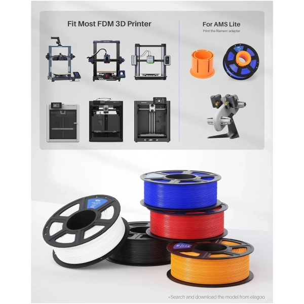 Купити PETG Filament (пластик) для 3D принтера ELEGOO 1кг, 1.75мм, темно-сірий (50.203.0396) - фото 5