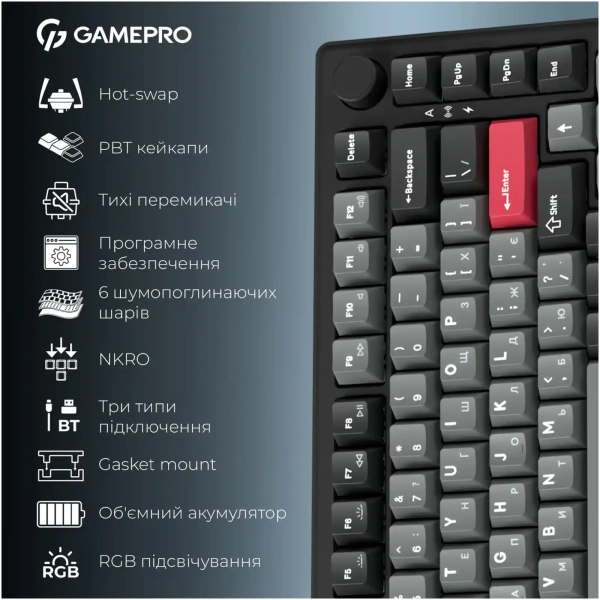 Купити Клавіатура GamePro Asgard Yord Black (MK266BK) - фото 16