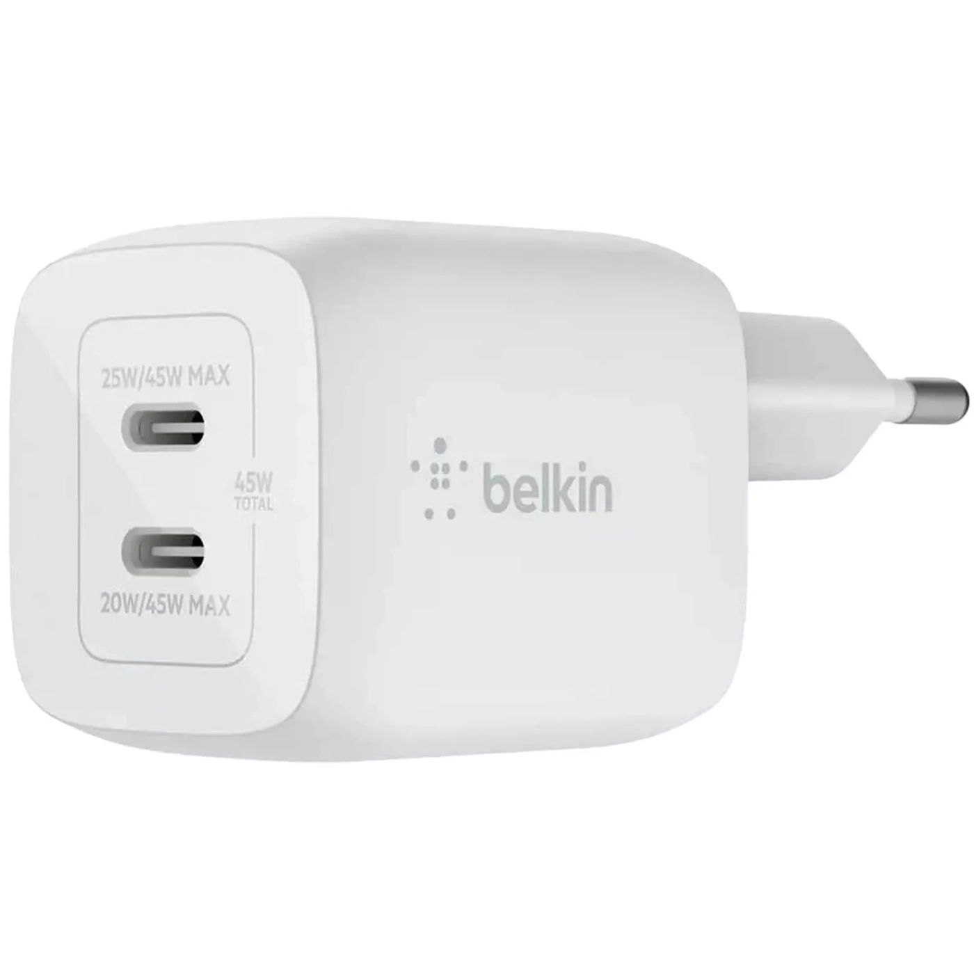 Купити Зарядний пристрій Belkin 45W BoostCharge Pro Dual USB-С GAN PD PPS White (WCH011VFWH) - фото 1
