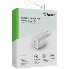 Купити Зарядний пристрій Belkin 45W BoostCharge Pro Dual USB-С GAN PD PPS White (WCH011VFWH) - фото 4