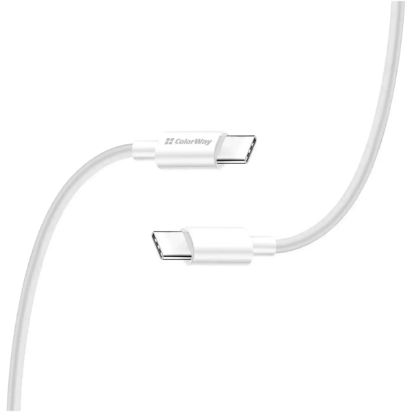 Купить Кабель Colorway USB-C - USB-C (TPE) (PD Fast Charging 60W) 3.0А 1м White (CW-CBPDCC055-WT) - фото 4
