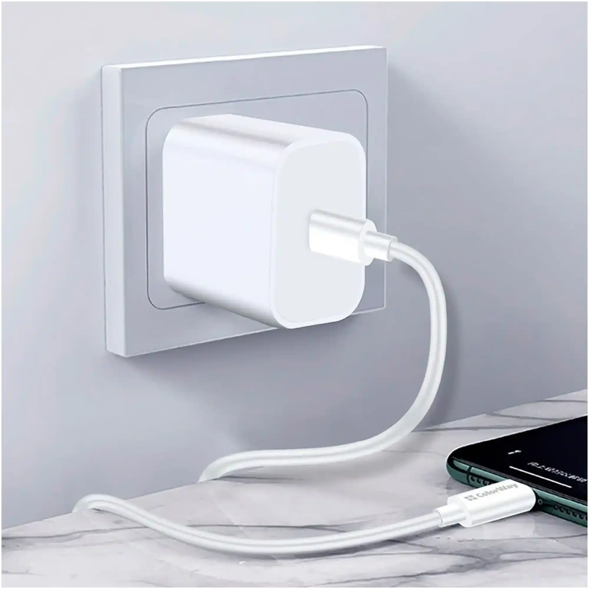 Купить Кабель Colorway USB-C - USB-C (TPE) (PD Fast Charging 60W) 3.0А 1м White (CW-CBPDCC055-WT) - фото 7