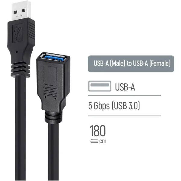 Купить Кабель ColorWay удлинитель USB 3.0 AM/AF 1.8 м Black (CW-CBUF075-BK) - фото 5