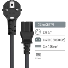 Купити Кабель живлення ColorWay CEE7/7-C13 1.8 м Black (CW-CBP082-BK) - фото 5