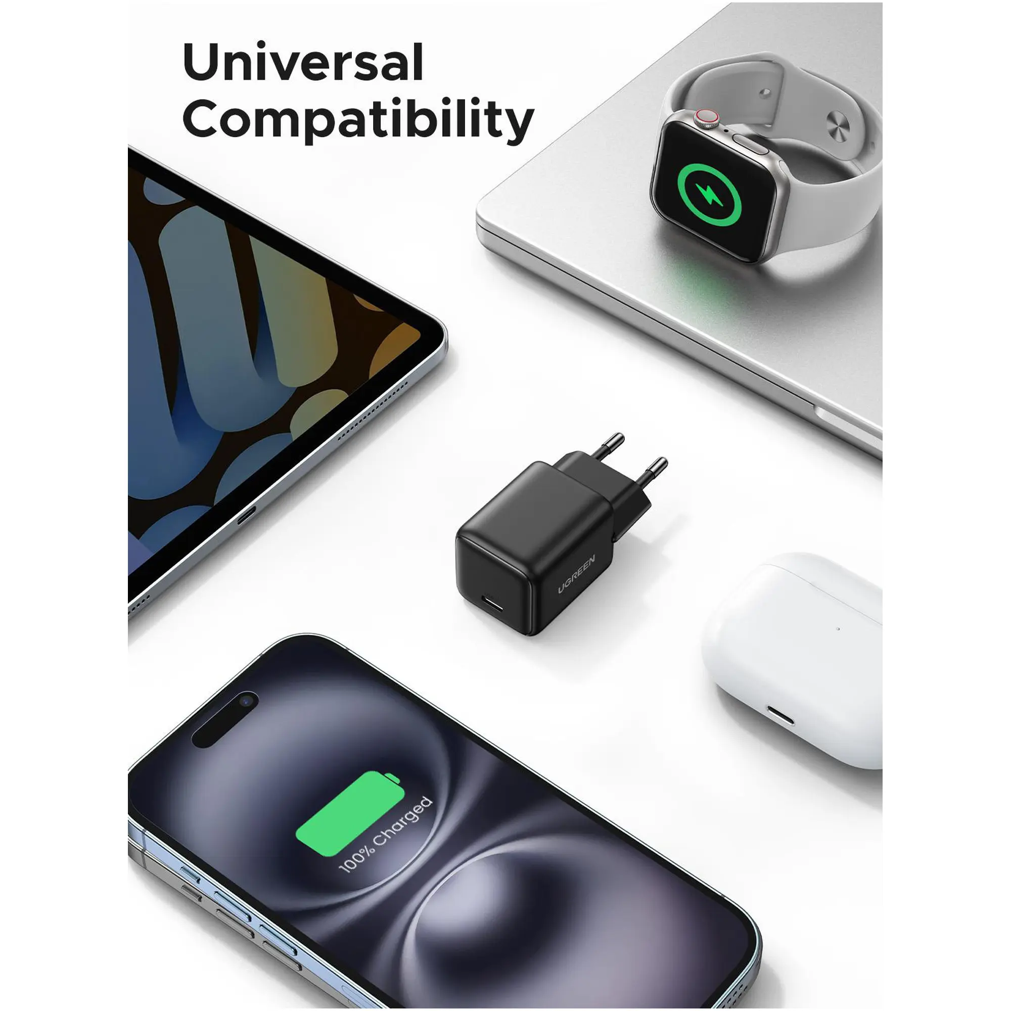 Купить Зарядное устройство UGREEN X512 20W USB-C GaN PD EU Black (UGR-55553) - фото 6