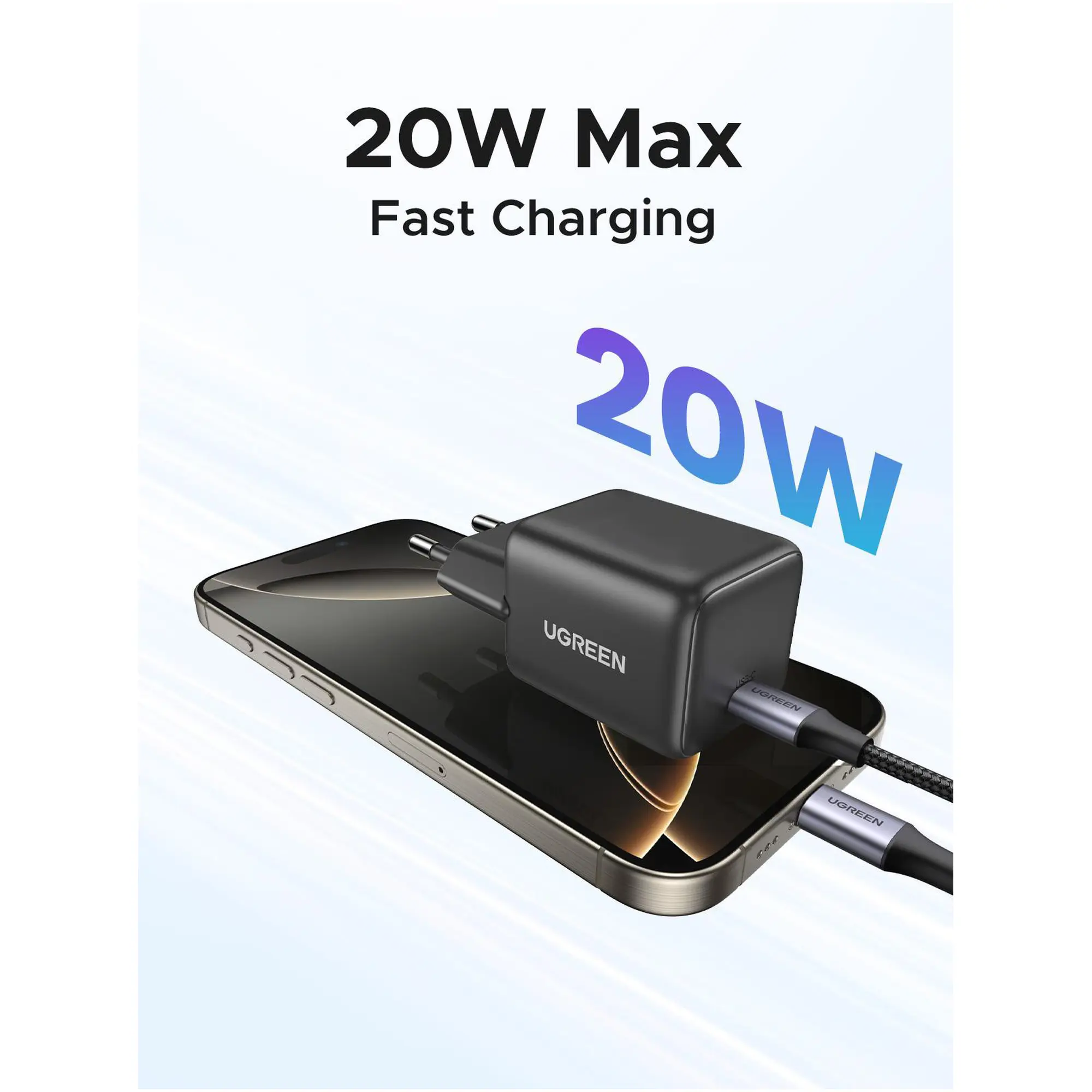 Купити Зарядний пристрій UGREEN X512 20W USB-C GaN PD EU Gray (UGR-55528) - фото 5