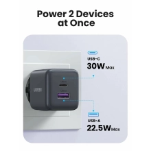 Купити Зарядний пристрій UGREEN X516 USB-C+USB 30W GaN EU Grey (UGR-55539) - фото 4