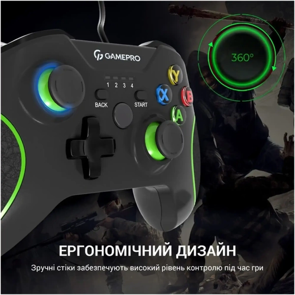 Купити Геймпад GamePro MG450B PC/PS3/Android Black-Green (MG450B) - фото 3