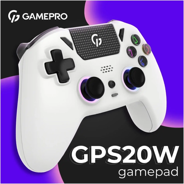 Купити Геймпад GamePro із зарядною станцією 2.4G/BT 5.1/USB (Switch/PC/PS/iOS/Android) RGB White (GPS20W) - фото 4