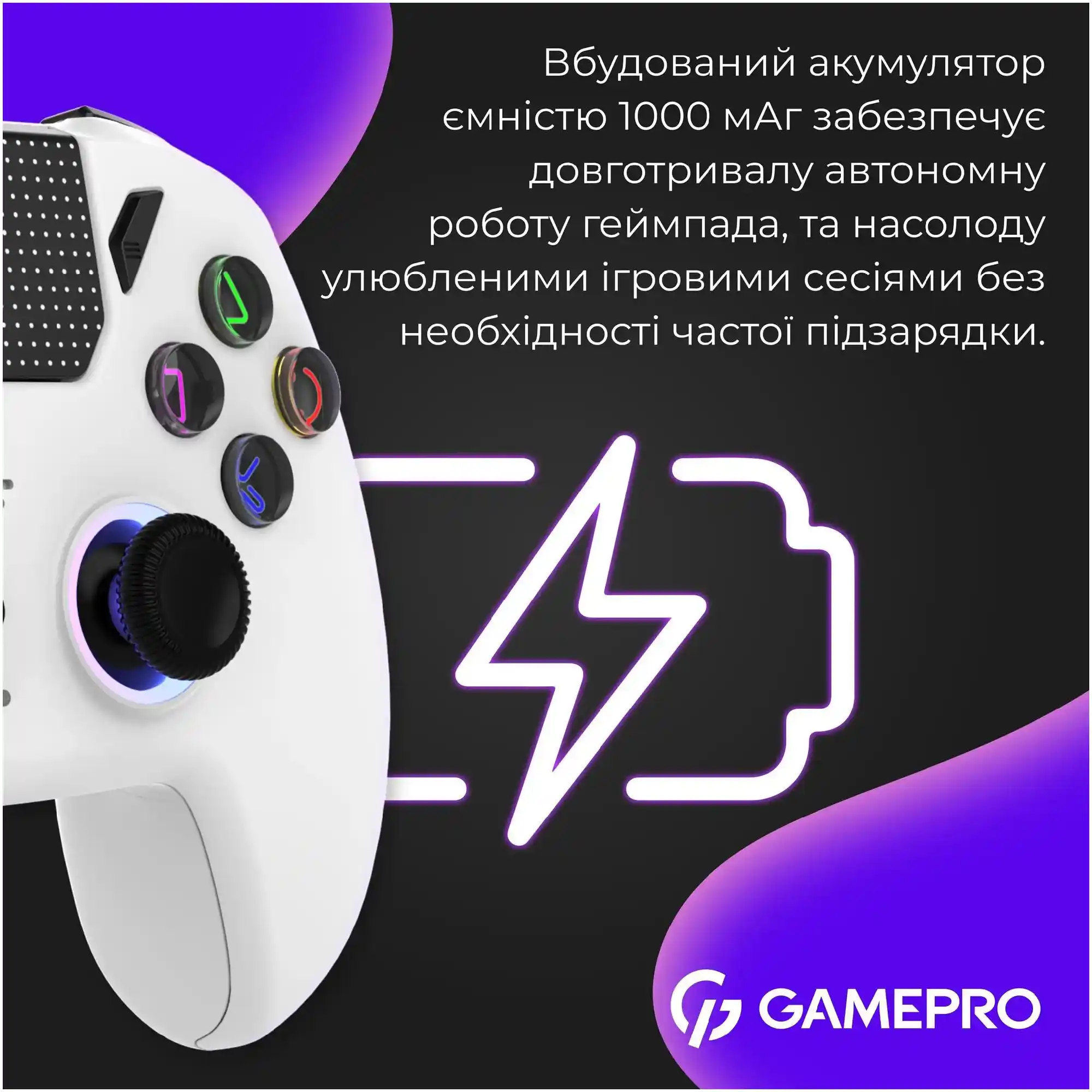 Купити Геймпад GamePro із зарядною станцією 2.4G/BT 5.1/USB (Switch/PC/PS/iOS/Android) RGB White (GPS20W) - фото 16