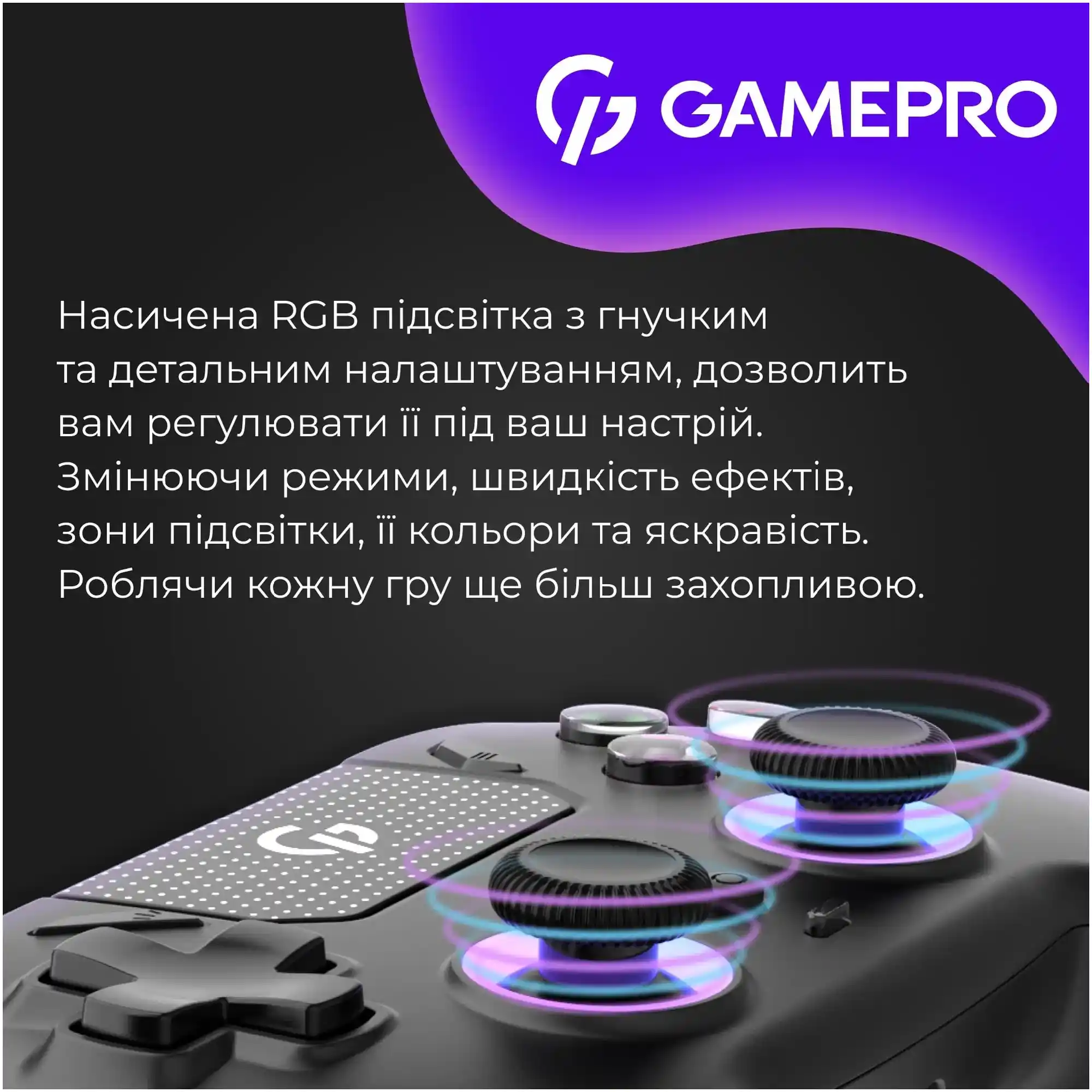 Купити Геймпад GamePro із зарядною станцією 2.4G/BT 5.1/USB (Switch/PS/PC/iOS/Android) RGB Black (GPS20BDOC - фото 3