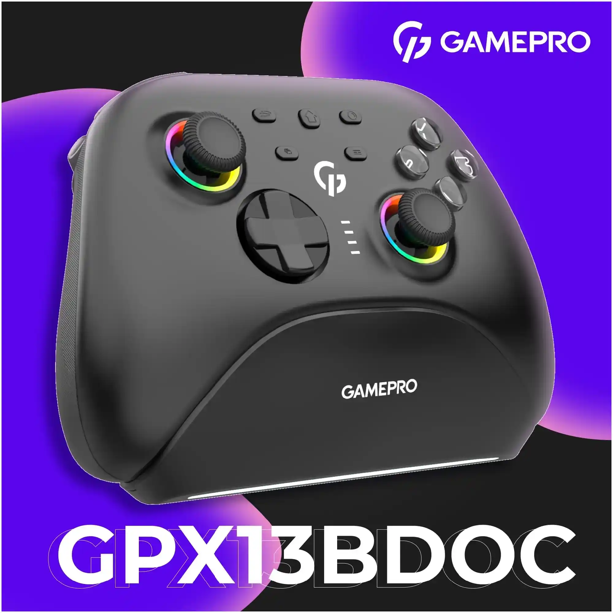 Купити Геймпад GamePro із зарядною станцією BT 5.3/USB/2.4 ГГц (Switch/PC/iOS/Android) RGB Black (GPX13BDOC - фото 3